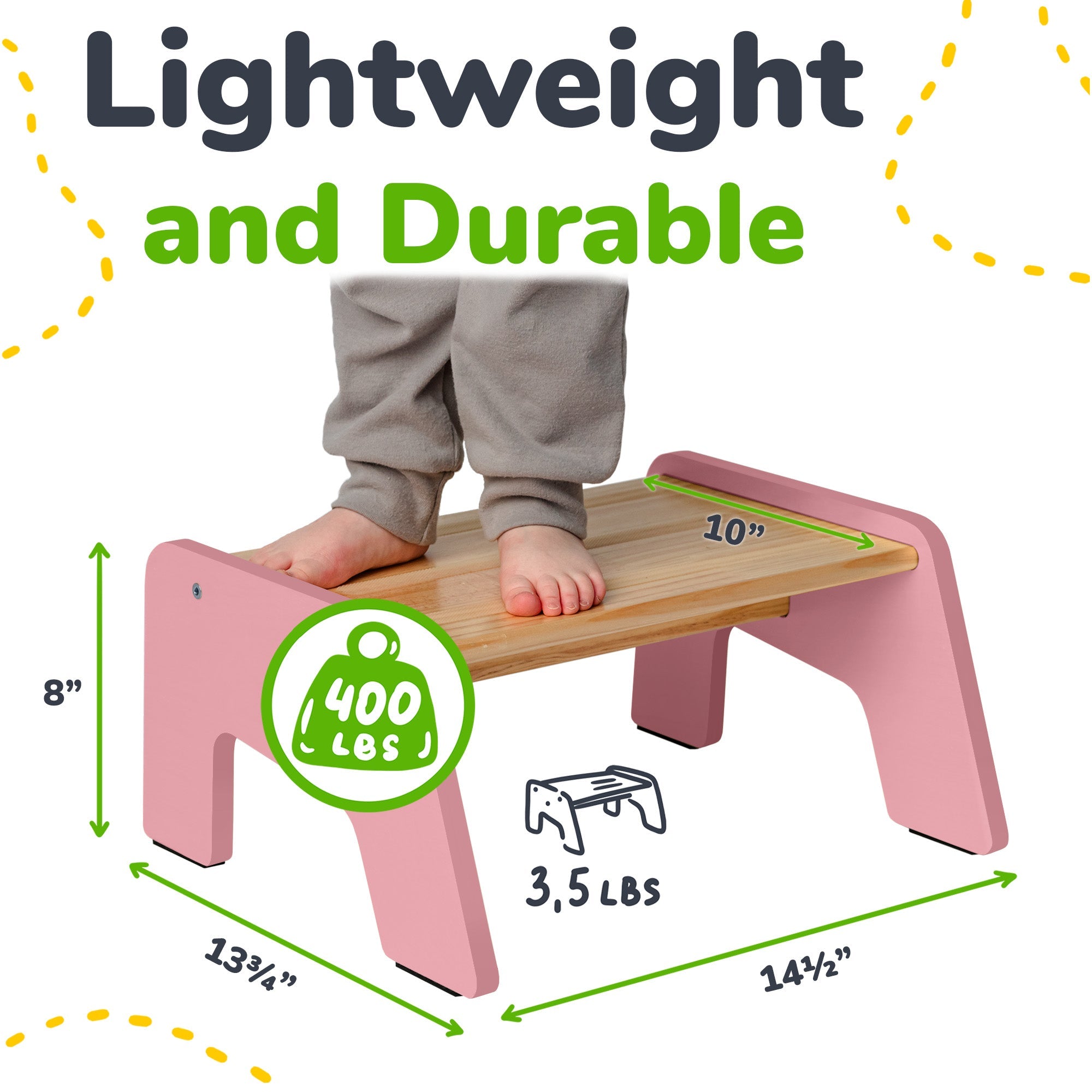 1-Step Wooden Stool for Kids(Multi-Purpose Step Stool for Kitchen, Bath, and Potty Training)