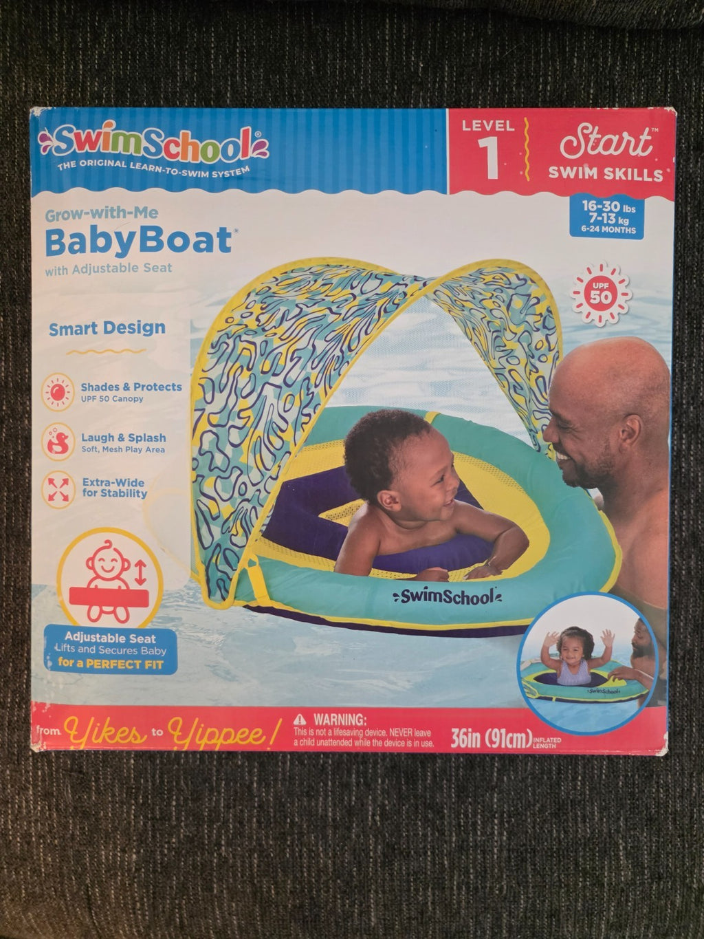SwimSchool Grow With Me Baby Boat Adjustable Seat, Learn To Swim System